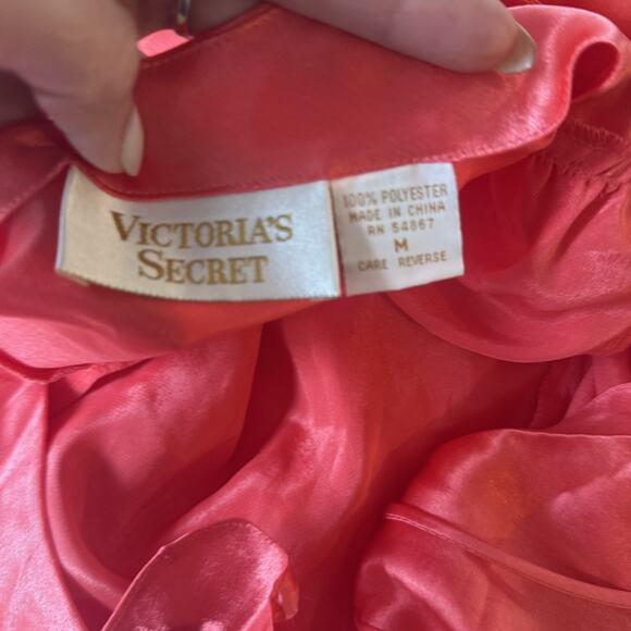 Vintage Victoria's Secret Gold Label Red Chemise Slip Dress M Xx1369 - Picture 9 of 9
